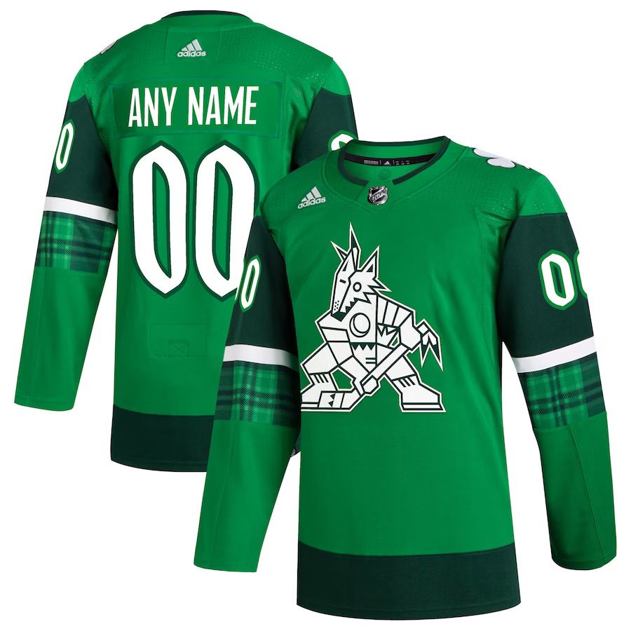 Men Arizona Coyotes adidas Kelly Green St. Patricks Day Authentic Custom NHL Jersey